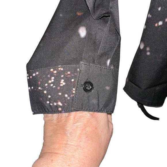 Splattered V Neck Silky Blouse - Picture 2 of 5